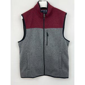 NWT Club Room Mens Full Zip Sweater Tech Vest Burgundy & Gray Sz Medium